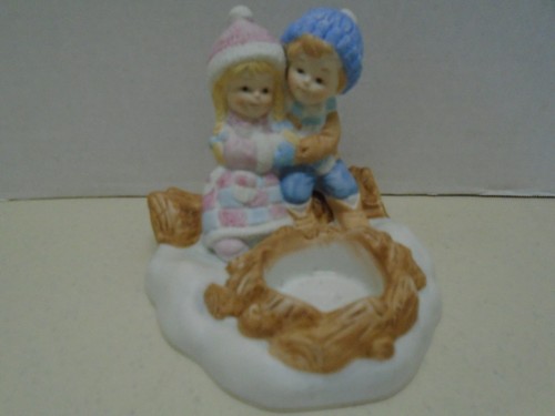 Winter Pond Collection Warming Up Votive Holder Candle Fireside Children Snow - Picture 1 of 4