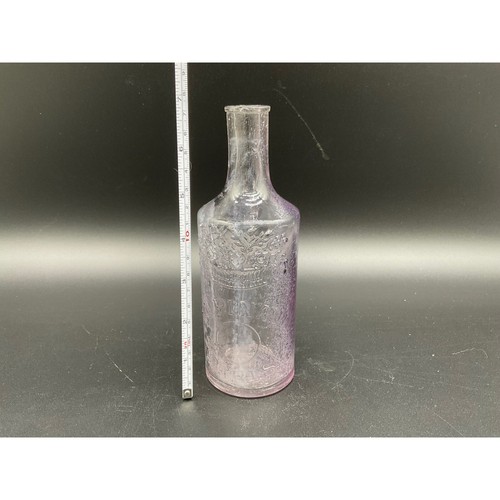 Antique Paris Glass Bottle ED Pinaud Embossed Flower Basket Purple Decor 7.5" - Bild 2 von 4