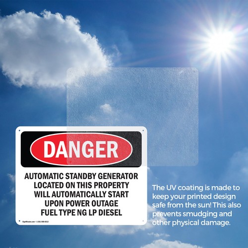 (2 Pack) Automatic Standby Generator Located On This OSHA Danger Sign Decal - Imagen 7 de 23