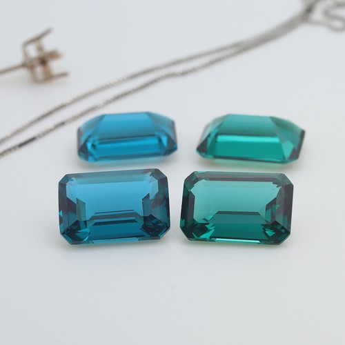 Excellent Octagon Cut Teal Blue Nano Tourmaline Lab Created Synthetic Tourmaline - Picture 3 of 11