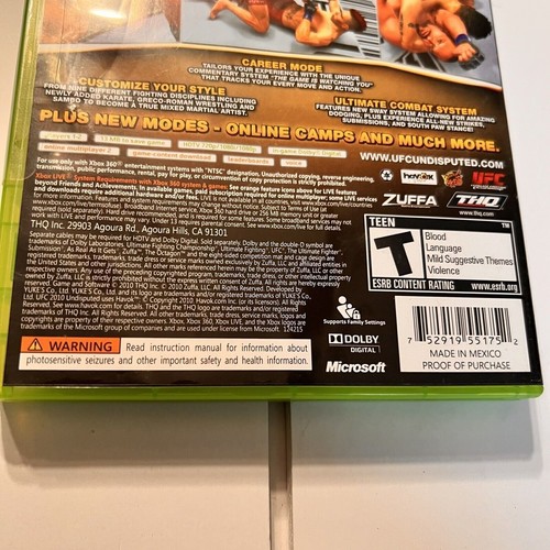 UFC 2009 & 2010 Undisputed (Microsoft Xbox 360) Complete Video Game Pics READ - Picture 13 of 17