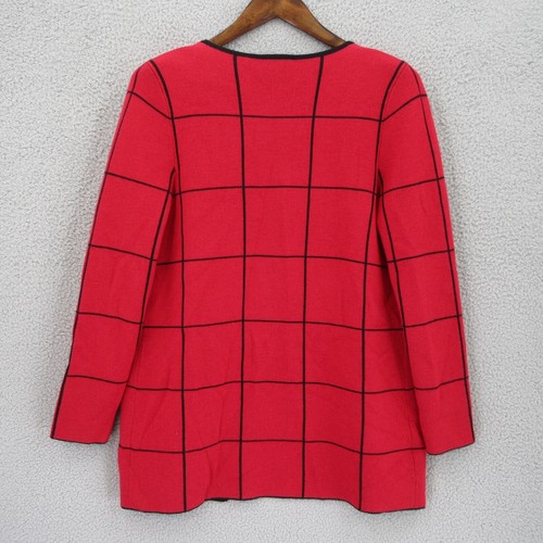 Cardigan maglione donna Talbots lana merino aperto davanti stampa quadri taglia Mp - Foto 2 di 11
