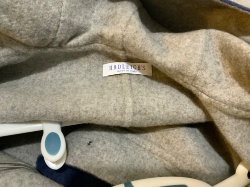 NWOT Hadleigh's cape poncho Grey blue 100% Cashmere hoodie M made in Italy H2 - Picture 9 of 14