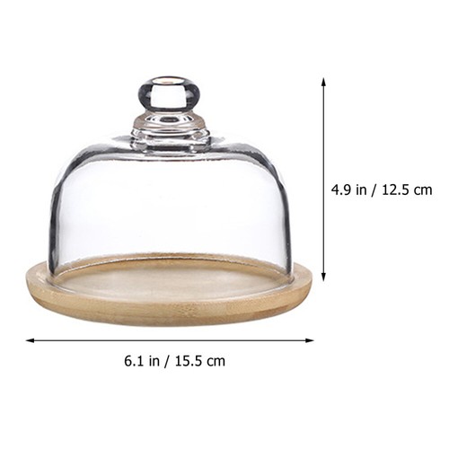 2pcs Food Protective Cover Vetro Dessert Torta con Base in Bambù per la - Foto 4 di 12