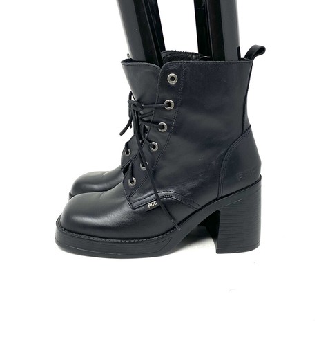 Roc Cuero Negro Botas De Combate gruesa para mujer Talla 10/41 | eBay