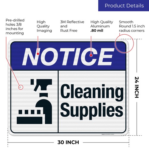 Cleaning Supplies Sign, ANSI Notice Sign, - Picture 75 of 88