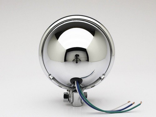 Headlight 4.5" Bottom-mount Chrome - Cafe Racer Bobber Chopper Cruiser Custom - Picture 7 of 11