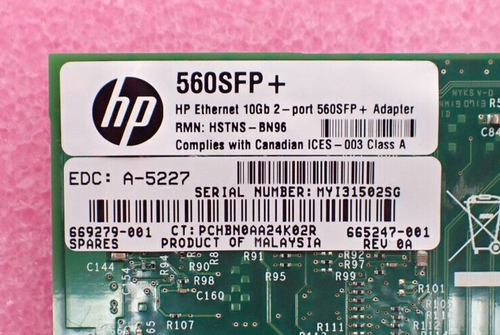 HPE Ethernet 560SFP+ Dual Port 10Gb SFP+ Adapter 669279-001 665249-B21 + 1x SFP - Picture 5 of 5