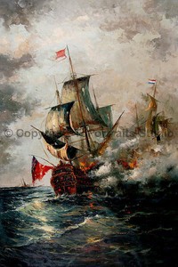 Naval-Battle-Original-Ships-Handmade-Oil-Painting-on-Canvas-Artwork-24-034-x-36-034