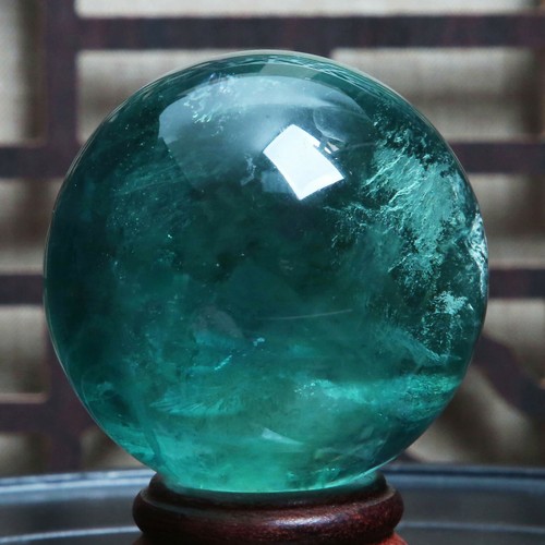 B6006 - 55mm-287g Natural Green Fluorite Quartz Crystal Sphere Ball Healing - Bild 12 von 12