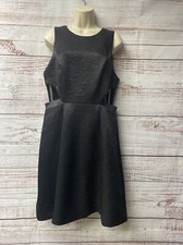Halston heritage black shimmer party dress w cut outs  NWT size 12 WD-36