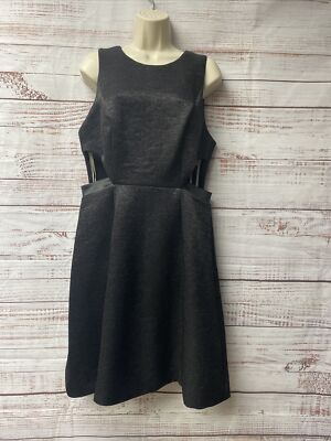 Halston heritage black shimmer party dress w cut outs NWT size 12 - Main Image