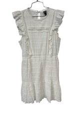 Wild Fable Lace Ruffle Mini Dress Women M Textured Elastic Waist Boho Minimalist