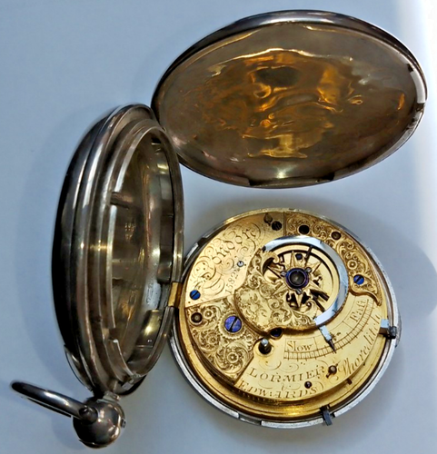 LORMIER & EDWARDS rare English VERGE Hunter w/chronograph & HUGE Diamond ES 3mm+ - Picture 24 of 24