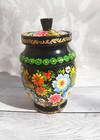 Bulk food Jar Petrykivka Wood Barrel for Sugar, Salt Handmade Floral Painting