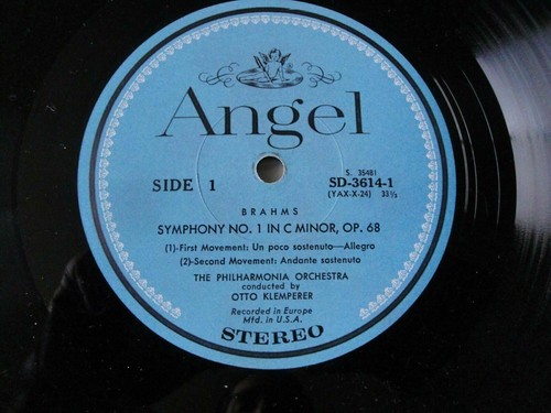 KLEMPERER PHILHARMONIA ORCHESTRA BRAHMS SYMPHONY NO. 1 VINYL LP ANGEL RECORDS EX - Picture 3 of 4