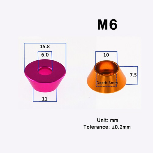 Arandelas de cabeza de copa de cono de aluminio anodizado M3-M8 ajuste tornillos de tapa de enchufe perno naranja - Imagen 6 de 8