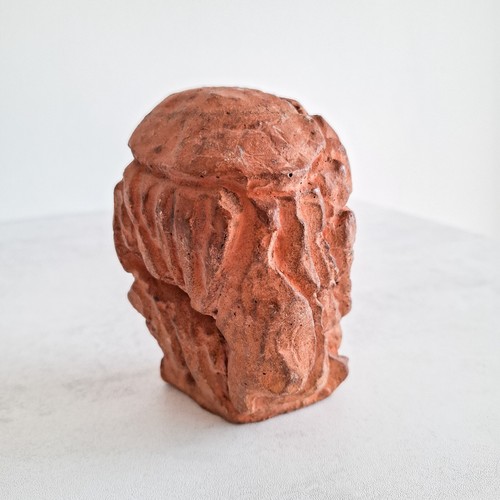 Sculture faccia testa astratta firmata KB 1969 brutalista vintage grottesca 5" - Foto 4 di 9