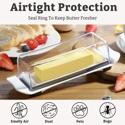 Airtight Butter Dish Keeper with Lid for Refrigerator, Dishwasher Safe Storage - Picture 2 of 7