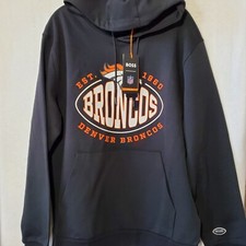 Denver Broncos Sweatshirt Men's Extra Large Hugo Boss Hoodie Black Pullover NWT