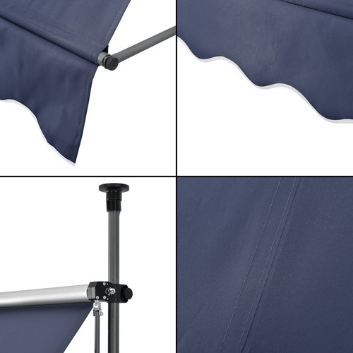 Klemmmarkise 350x120x220-309cm Markise Balkonmarkise -ohne Bohren- dunkelblau - Bild 6 von 7