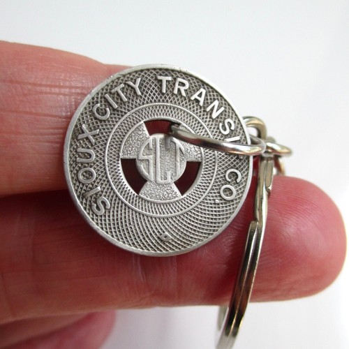 Sioux City Iowa Transit Token Keychain - Repurposed Vintage Coin Key Chain / Fob - Picture 1 of 3