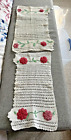 Vintage! Chair Arm Doilies Hand Crocheted Roses Approx 12" x 22"