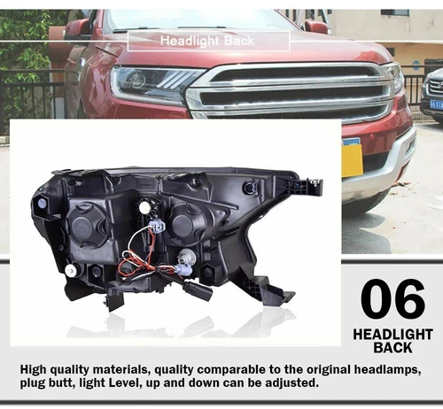 2X Per Ford Ranger 2015-2019 Gruppo Fari LED Doppio Faro Proiettore Lente - Foto 22 di 23
