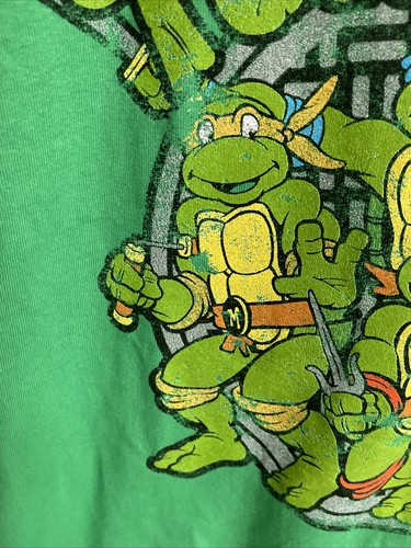 TMNT Teenage Ninja Turtles Shirt Distressed Design Adult Large Green Nickelodeon - Picture 10 of 14