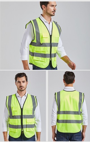 Hi Vis Visibility Safety Vest Jacket Waistcoat High Visibility Pockets Zip Work - Picture 8 of 16