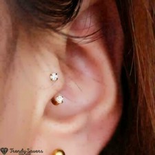 1 Piece Cubic Zirconia Stainless Steel Helix Nose Gold Horseshoe Ear Lip Ring
