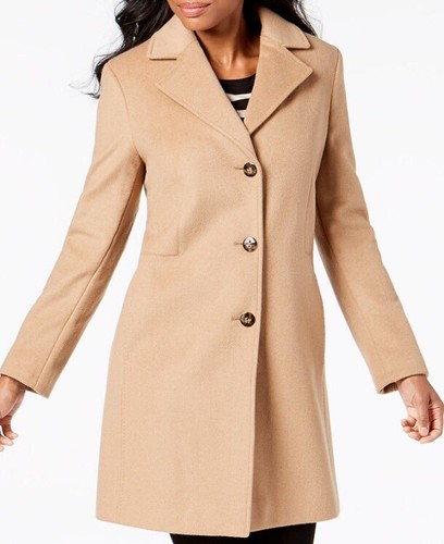 calvin klein single breasted coat camel