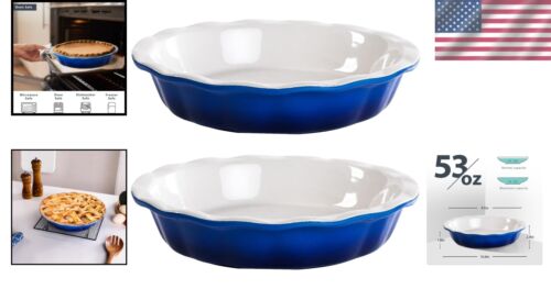 Elegant Blue 9 Inch Deep Dish Pie Pans - Non-Stick, Perfect for Pies & Quiches - Picture 2 of 10