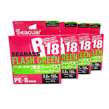 NEW Seaguar R18 Kanzen Seabass 150m 15lb #0.8 Flash Green 0.148mm 8 Braid PE JPN