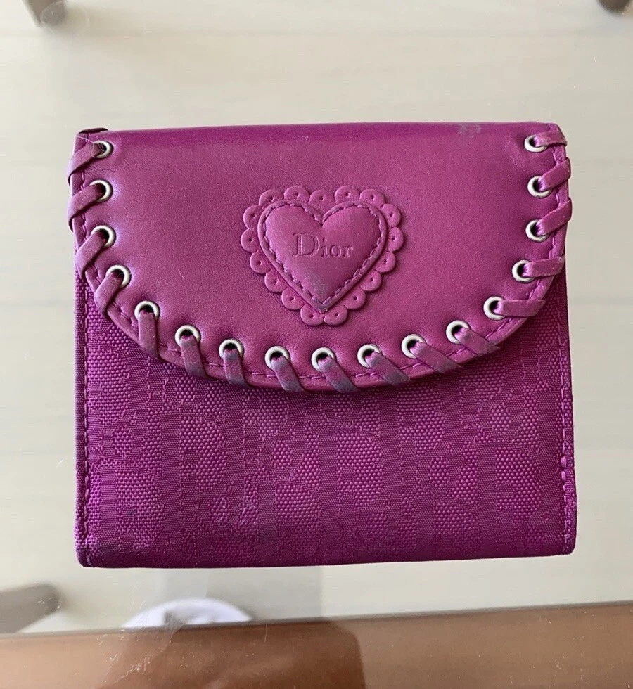 Portefeuille logo rose Christian Dior authentique