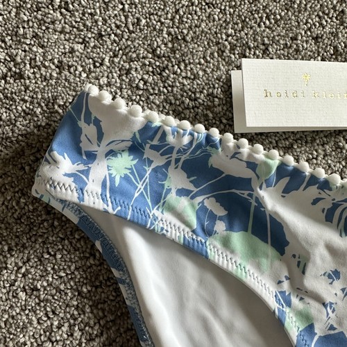 HEIDI KLIEN BLAU GEBLÜMT BLAU WEISS HIPSTER BIKINI UNTERTEIL BOMMELBESATZ GRÖSSE LARGE - Bild 2 von 7