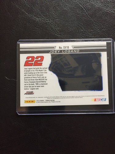 Joey Logano /99 Superstar Vision PANINI TORQUE 2016 TRANSPARENT VARIATION LOOK! - Picture 7 of 12
