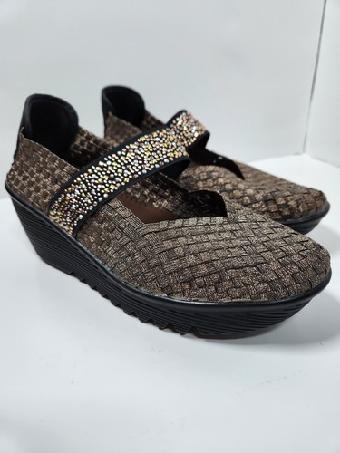 Scarpa con zeppa Chunky Platform Bernie Mev Lulia Bronze Bling tessuto elasticizzato US 9,5 - Foto 3 di 16