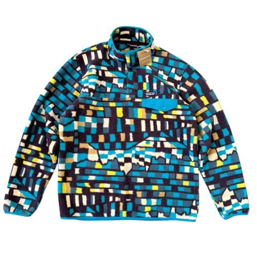 Patagonia Mens Synchilla Snap T Fleece Fitz Roy Patchwork Belay Blue Small S NEW - Picture 2 of 8