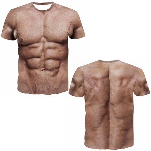 3D womens/mens Short Sleeve T-Shirt Casual Tops Tee Art Chest Muscle Tattoo Gift - Bild 5 von 13