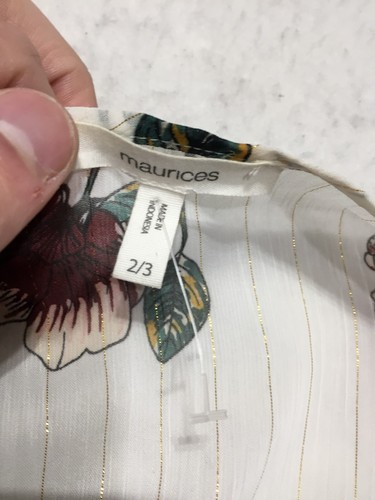 Maurices Kimono Blouse Plus Size 2/3 White Gold Floral See Through Open - Picture 3 of 8