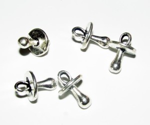 Tibetan Silver Babys Dummy//Pacifier 3d Charm 5 per pack