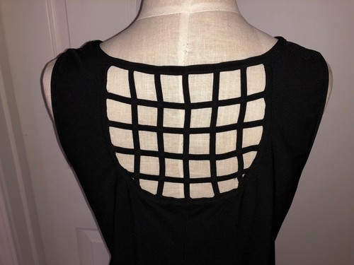 Cato Black Sleeveless asymmetrical tunic top blouse decorative cut back feature - Picture 6 of 9