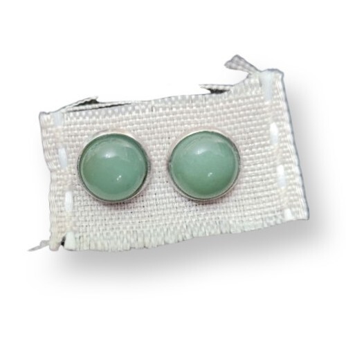 Aventurine Cabachon Gemstone Stud Earrings - Gift for Girlfriends - Gem Earrings - Picture 2 of 15