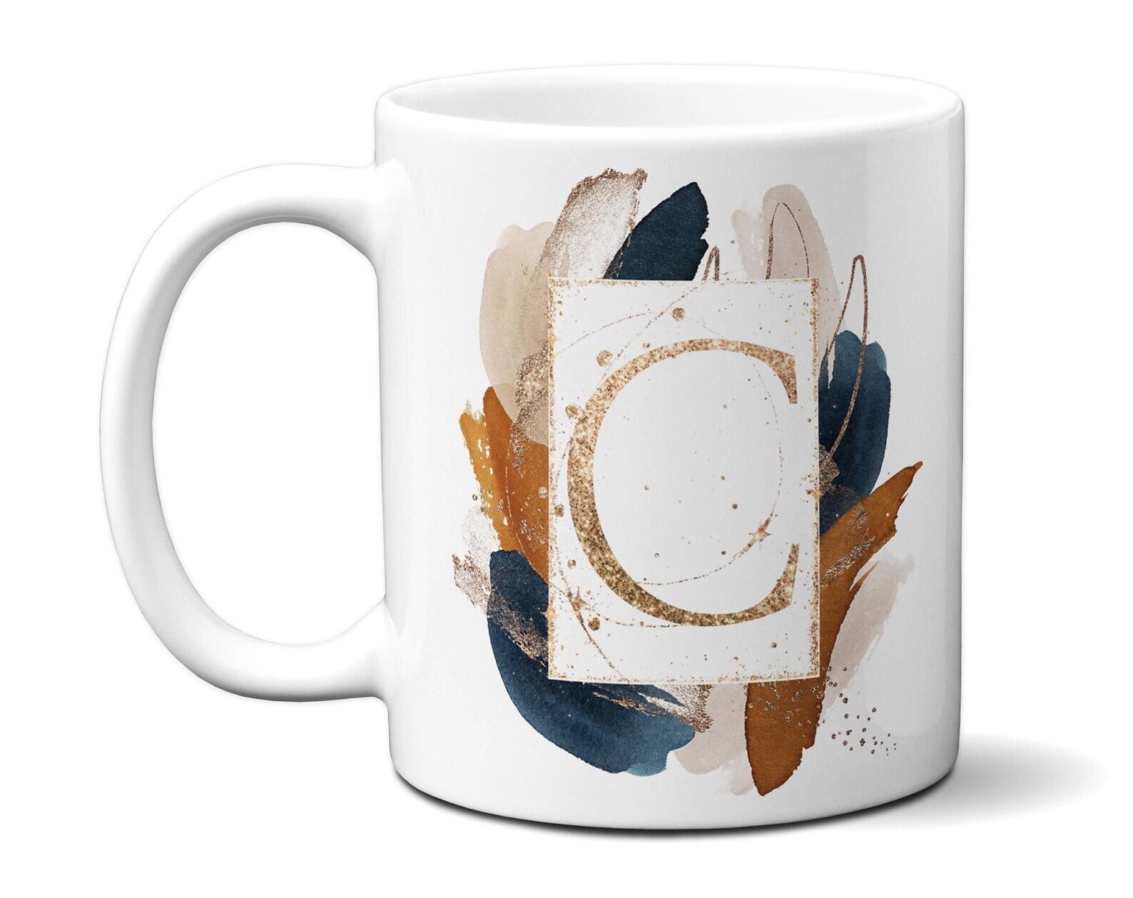 Modern Art Abstract Monogram Letter Mug Initial Alphabet Cup Birthday & Appr