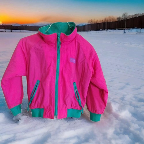 Vintage Pink Jacket Fleece Zip 1990s Y2K Girls Jacket 6x - Picture 2 of 15