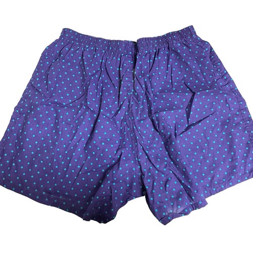 Vtg GILDAN Men's Boxers Cotton Poly Purple Blue Polka Dot Size 2XL Single Stitch - Picture 4 of 5
