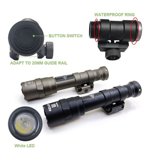 For M600DF Tactical Flashlight LED White Torch With Switch & Cover Fit 20mm Rail - Afbeelding 4 van 18