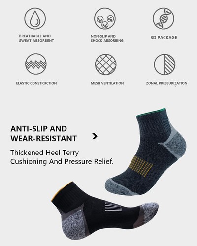 Ankle Socks Running Athletic Socks for Mens Cotton Cushioned Sport Socks 5 Pa... - Picture 4 of 7