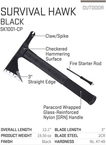SOG Survival Hawk, Specialty Outdoor Tactical Hatchet, Multi-Purpose Blade - Picture 2 of 8